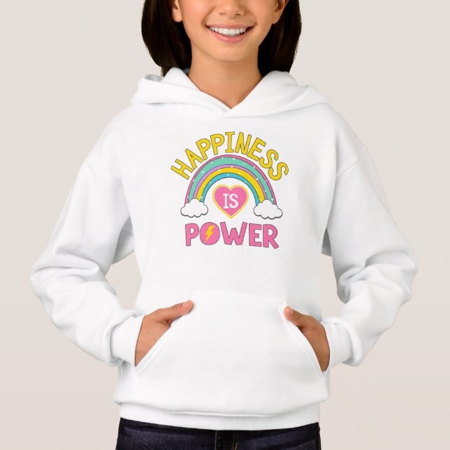 Glück ist Power Regenbogen Hoodie (Vorderseite)