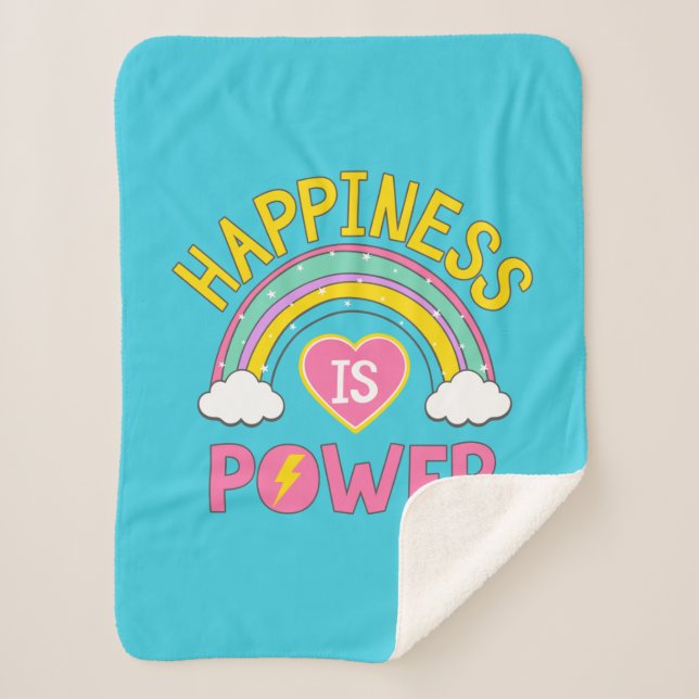 Glück ist Power Regenbogen Sherpadecke (Vorderseite)