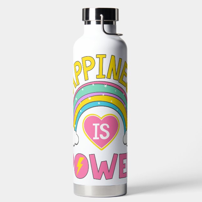 Glück ist Power Regenbogen Trinkflasche (links)