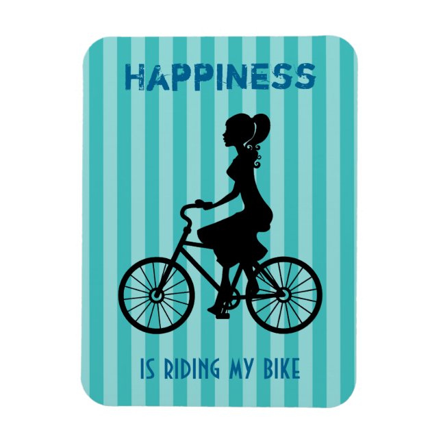 Glück ist Reiten mit meinem Fahrrad - Silhouette m Magnet (Vertikal)