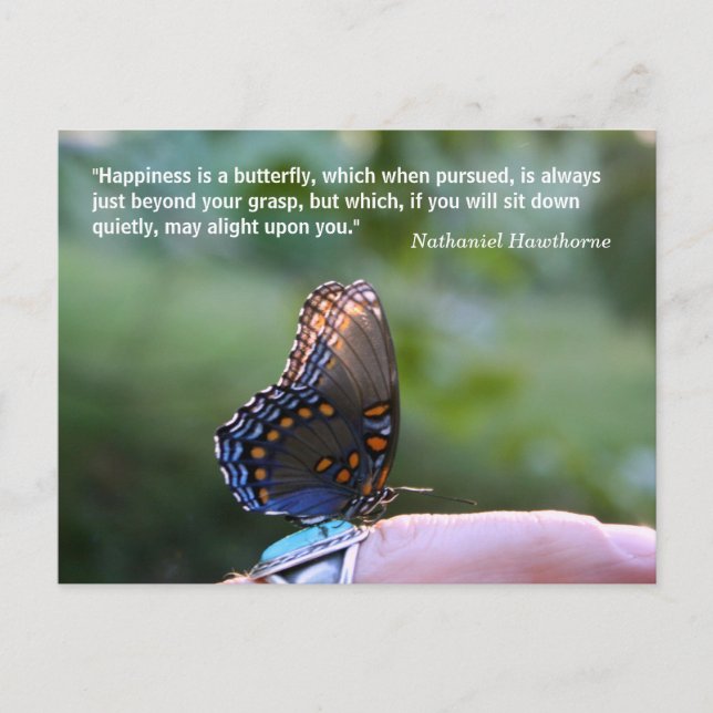"Glück ist Schmetterling" Zitat & Fotografie Postkarte (Vorderseite)
