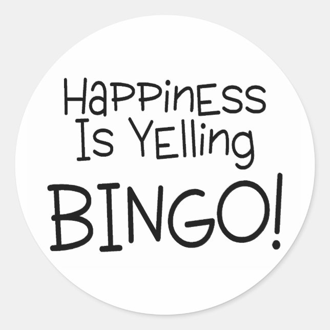 Glück ist schreiend Bingo Runder Aufkleber (Vorderseite)