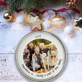 Glück ist Teil dieses Niedlichen Fotos der Familie Ornament Aus Metall