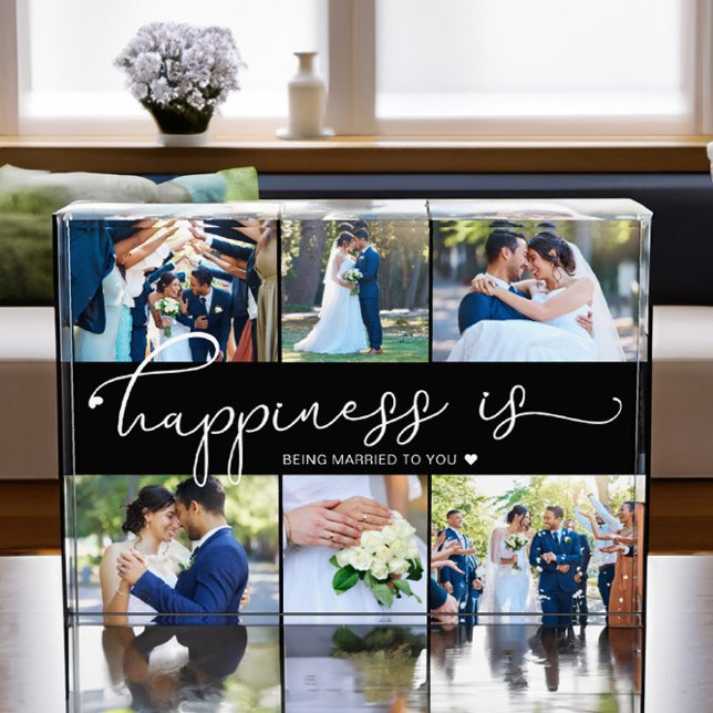 Glück ist Verheiratet zu Ihnen 6 Fotoblock (Acrylic wedding photo block - happiness is being married to you - by Darling & May)
