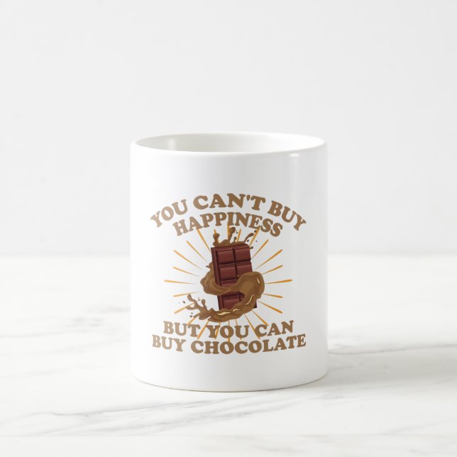 Glück kann man nicht kaufen, aber Schokolade kaufe Kaffeetasse (Mittel)