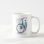 Glück kann man nicht kaufen, blaues Fahrrad Kaffeetasse<br><div class="desc">Einzigartiger, wasserfarbener zeichn eines blauen Fahrrads mit handgezeichnetem Slogan "Glück kann man nicht kaufen, aber man kann mit dem Fahrrad und das ist hübsch nah".</div>