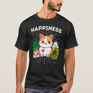 Glück Katzen Pflanzen Eis-Matcha-Grüntee Lustig T-Shirt