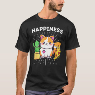 Glück Katzen Pflanzen Pizza Lustig T-Shirt
