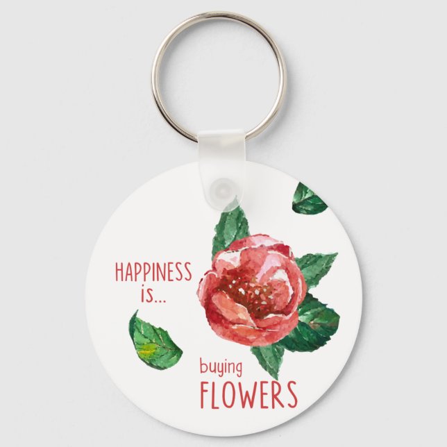 Glück kauft Blume Schlüsselanhänger (Vorderseite)