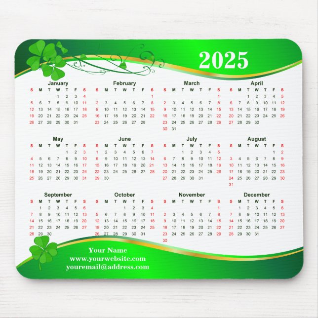 Glück Kleeblatt 2025. Mousepad (Vorne)
