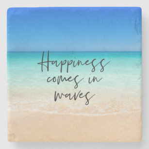 Glück kommt in Waves Beach Quote Stone Untersetzer