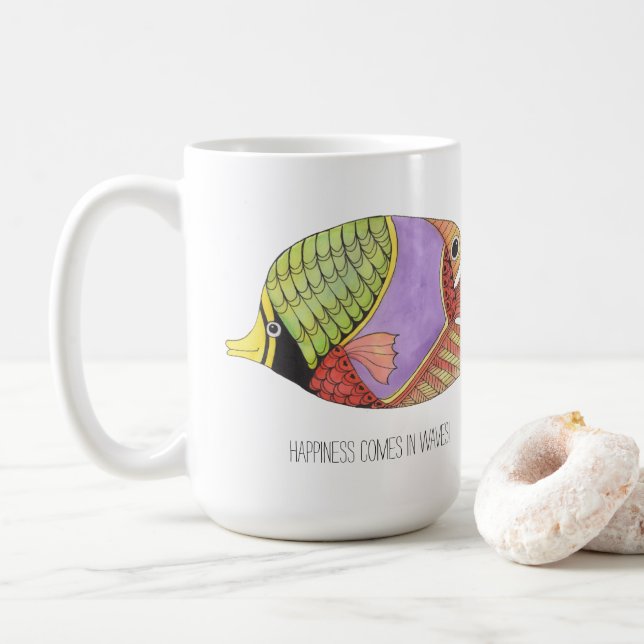 Glück kommt in Waves Fish Tasse (Mit Donut)