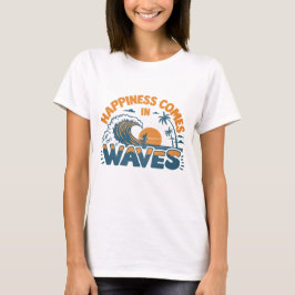 Glück kommt in Waves Retro Beach T-Shirt