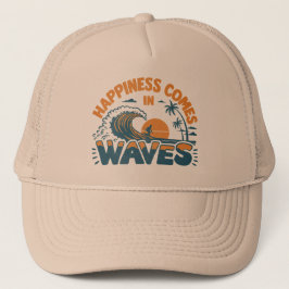 Glück kommt in Waves Retro Beach Truckerkappe