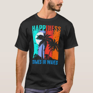 Glück kommt in Waves Vintag Surfer Retro Surf T-Shirt