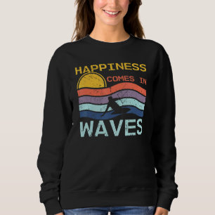 Glück kommt in Wellen Coole Retro Kitesurfer Sweatshirt
