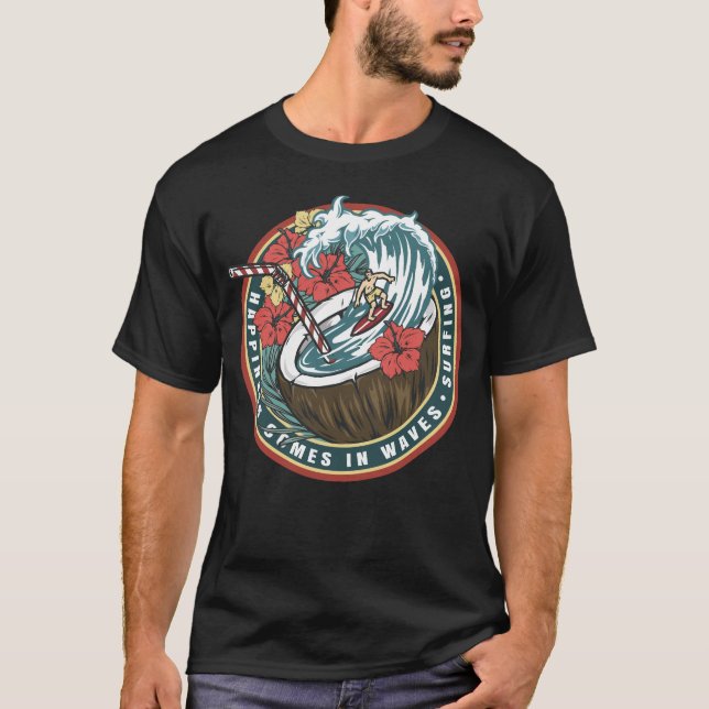 Glück kommt in Wellen - surfen T - Shirt (Vorderseite)