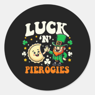 Glück N Pierogies Lustige Polnische Irische St Pat Runder Aufkleber