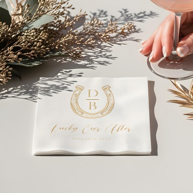 Glück nach einer klassischen Horseshoe Monogram-Ho Servietten Mit Folie (Lucky Ever After Classy Horseshoe Monogram Wedding Foil Napkins)