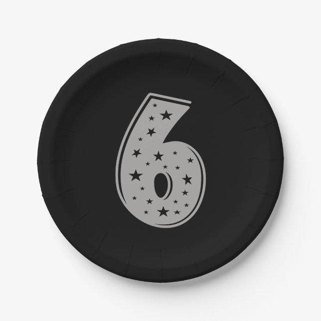 Glück Nummer 6 zum Geburtstag Pappteller (Vorderseite)