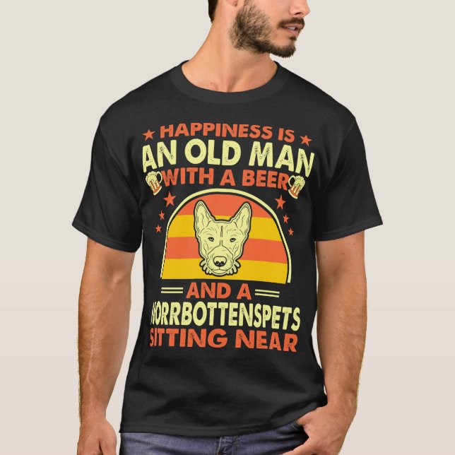Glück Old Man Beer Norrbottenspets nahe Geschenk T-Shirt (Vorderseite)
