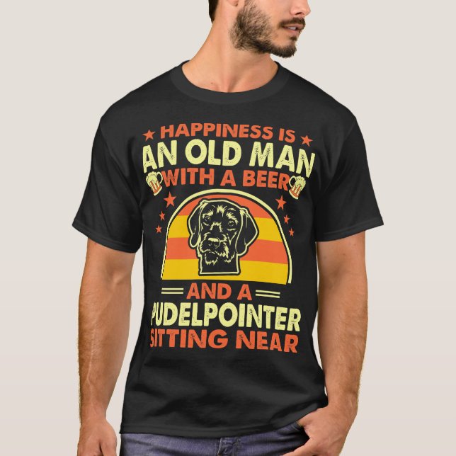 Glück Old Man Beer Pudelpointer Nähe Geschenk T-Shirt (Vorderseite)