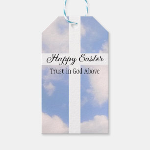 Glück Ostern Vertrauen in Gott Blau und Weiß Geschenkanhänger