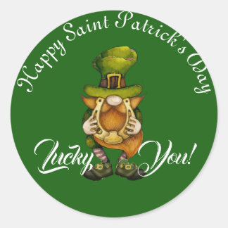 Glück Sie Leprechaun Happy St. Patricks Day Niedli Runder Aufkleber