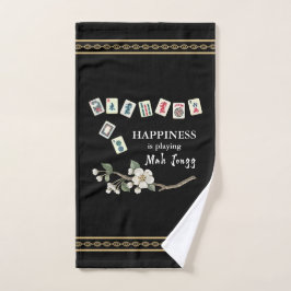 Glück spielt Mah Jongg Black Handtuch