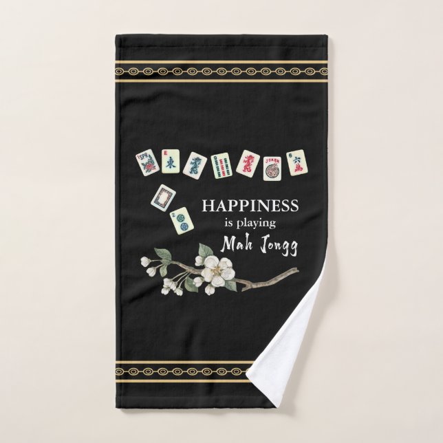 Glück spielt Mah Jongg Black Handtuch (Handtuch)