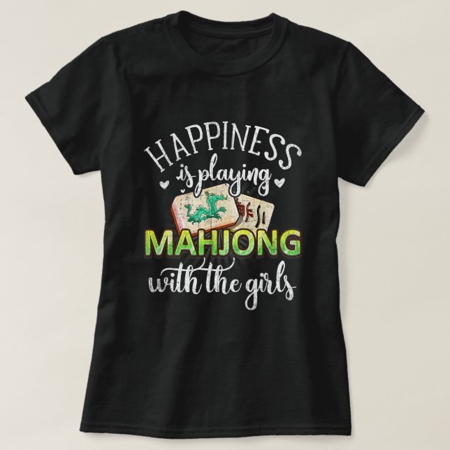 Glück spielt Mahjong Funny Tile Game Spaß T-Shirt (Design vorne)