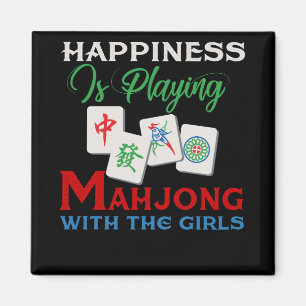 Glück spielt Mahjong mit den Mädchen Magnet