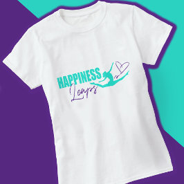 Glück springt Herzsprung Mädchen Aqua lila T-Shirt