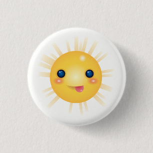 Glück und Cartoon Sun Face Button