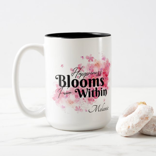 Glück von innen zweifarbige tasse (Mit Donut)