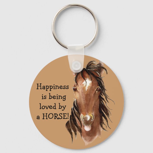 Glück wird von einem HORSE geliebt! Spaß Schlüsselanhänger (Vorderseite)