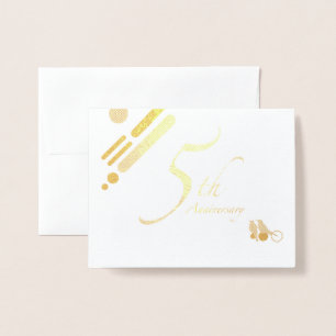 Glück zum 5. Hochzeitstag Mod Vögel Folienkarte