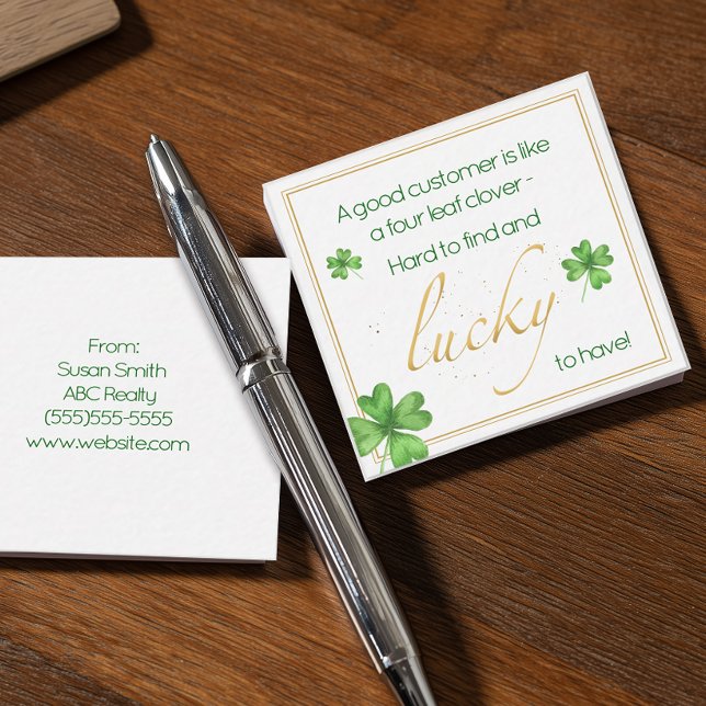 Glück zum St. Patrick's Day Mitteilungskarte (Personalized St Patrick's Day pop by card for real estate and business)