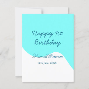 Glücklich 1. Geburtstag blau wavy retro boho Name Postkarte