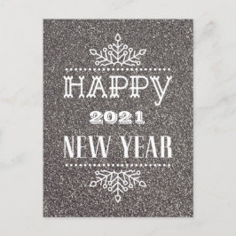 GLÜCKLICH 2021 - NEUES JAHR | Moderne Typografie Feiertagspostkarte