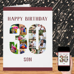 Glücklich 30. Geburtstag Son Nummer 30 FotoCollage<br><div class="desc">Sage Happy 30. Geburtstag Son mit einer einzigartigen Geburtstagskarte und deiner eigenen individuellen Foto-Collage. Diese große Geburtstagskarte für Ihren Sohn hat eine moderne Slab-Typografie in Maronrot und einfachem Styling, die den Fokus auf Ihre Bilder in der Zahl 30 legt. Die Vorlage ist für Sie Set, um Happy Birthday Son zu...</div>