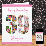 Glücklich 39. Geburtstag Nummer 39 FotoCollage Karte<br><div class="desc">Einzigartige 39. Geburtstagskarte mit eigener Foto-Collage und eigener Formulierung. Diese Geburtstagskarte hat eine feminine Skripttypografie in rosa und einfaches Styling mit dem Fokus auf Ihre Bilder in der Zahl 39. Die Vorlage ist Set für Sie, um Happy Birthday Mama zu Tochter oder Mutter oder anderen Namen, die Sie möchten bearbeiten....</div>