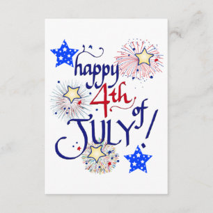 Glücklich 4. Juli! mit Feuerwerk und Sternen Begleitkarte