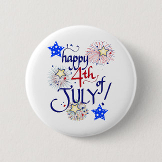 Glücklich 4. Juli! mit Feuerwerk und Sternen Butto Button