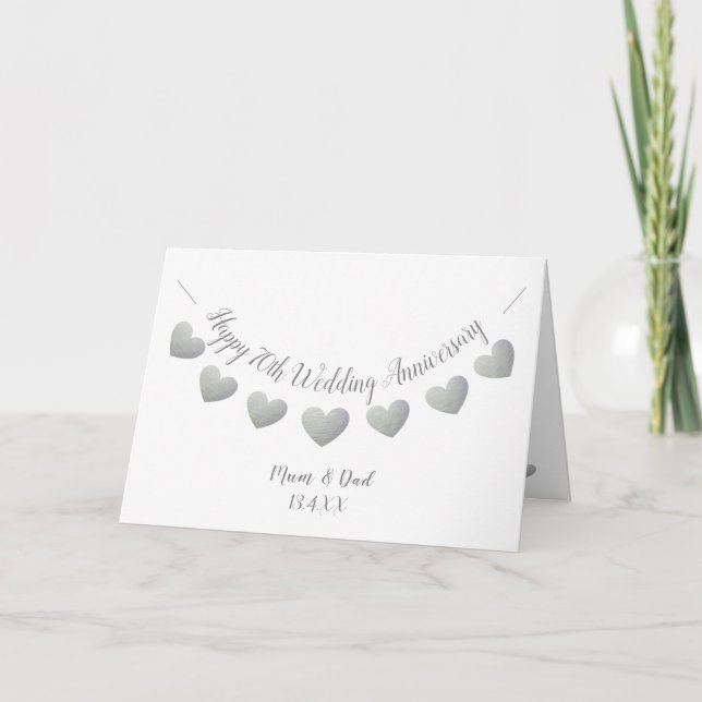 Glücklich 70. Hochzeitstag Platinum Mum & Vater Karte (Vorderseite)