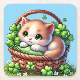 Glücklich Adorable Kitten St. Patricks Day! Rechteckiger Pappuntersetzer
