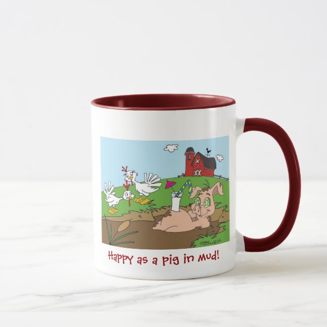Glücklich als Schwein im Schlamm! Tasse (Rechts)