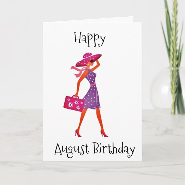 GLÜCKLICH ***AUGUST GEBURTSTAG*** FÜR SIE! KARTE (Vorderseite)