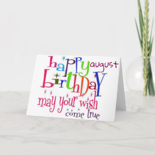 GLÜCKLICH ****AUGUST*** GEBURTSTAG FÜR SIE KARTE