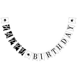 GLÜCKLICH BIRTHDAY Chic Black and White Wimpelkette